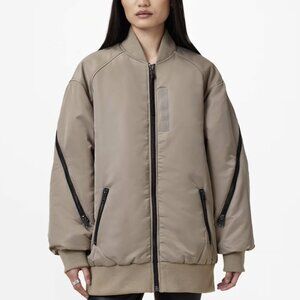 NWT All Saints Hanaa Bomber Jacket Taupe Oversized XS
